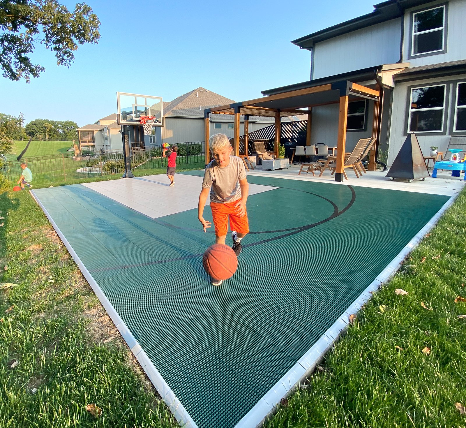 Game On — Backyard basketball · blue & grey