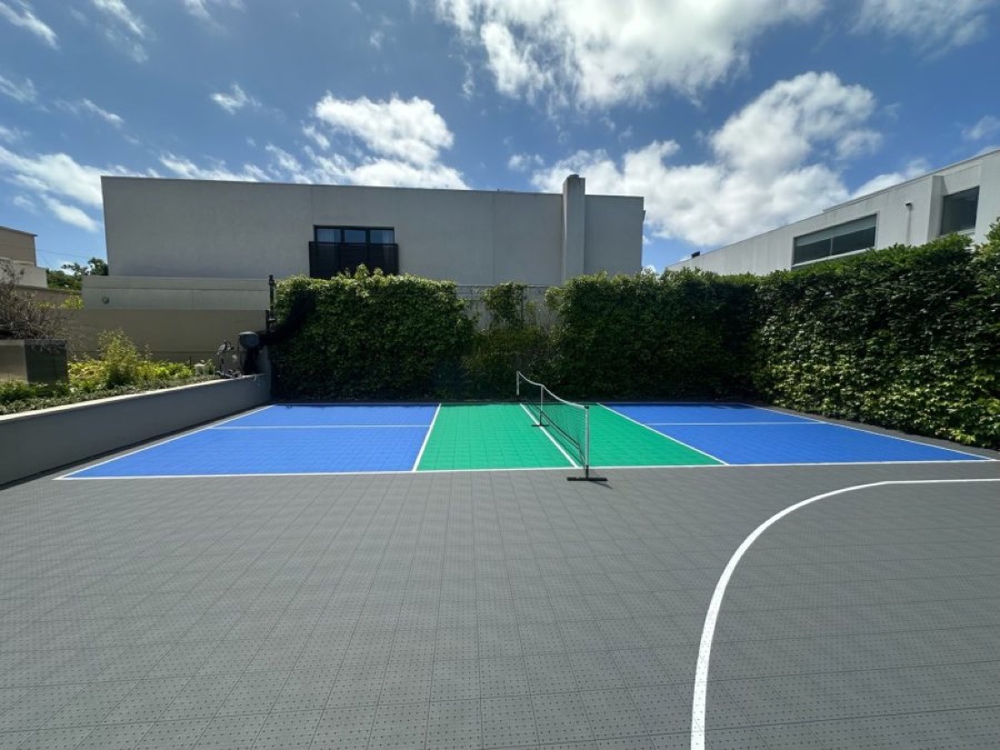 Pickle Pair — Pickleball doubles · blue & green on grey