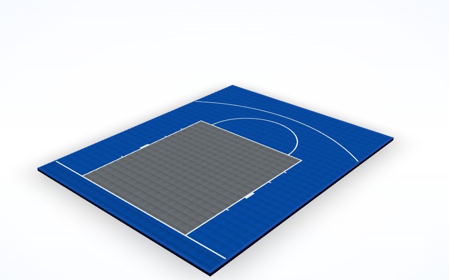 A basketball court designed in 3D in the Outdoor Sport Courts designer