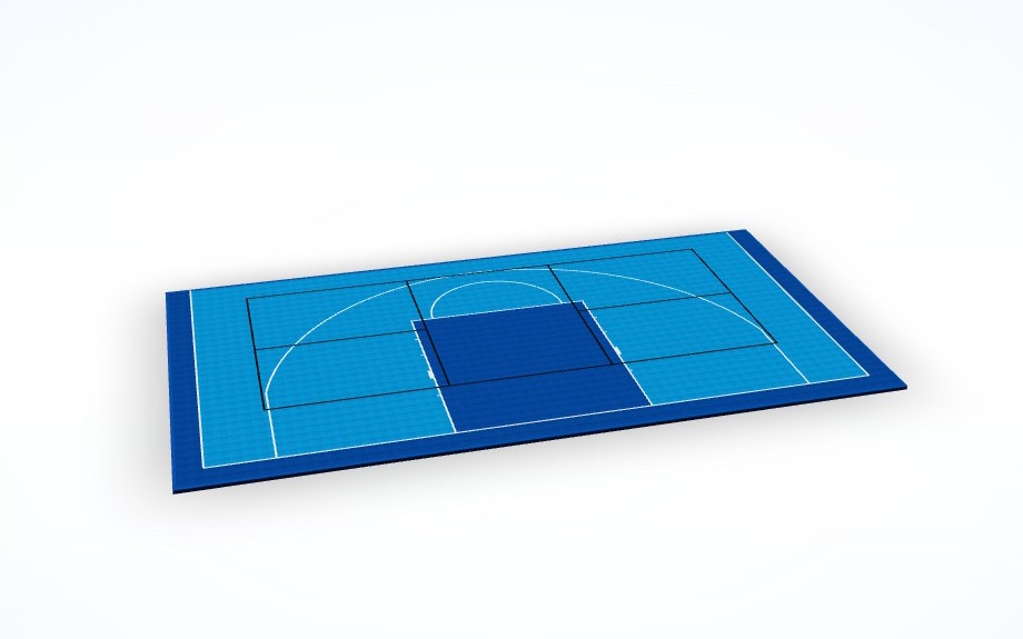 A multi-sport court designed in 3D in the Outdoor Sport Courts designer