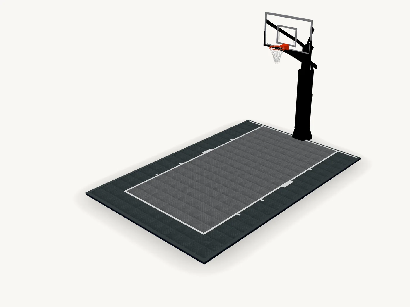 Compact Basketball Court shown in 3D — 4.125 m × 6.26 m