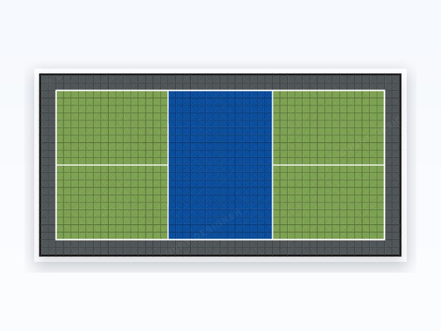 Pickleball Court with Run-Off — top-down court plan in the default colourway