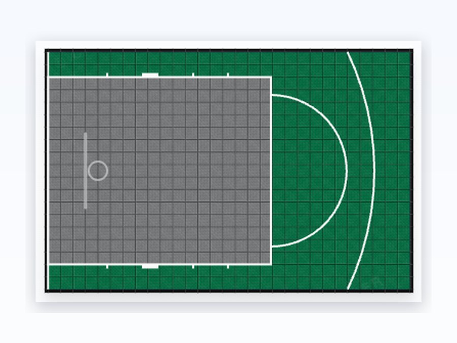 Free-Throw Basketball Court — top-down court plan in the default colourway