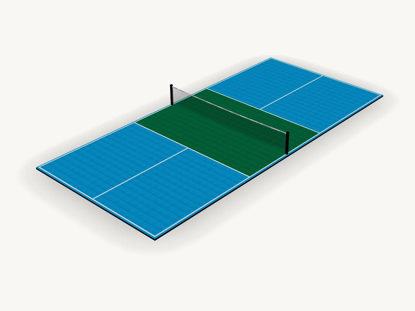 Regulation Pickleball Court in 3D, in the default colourway