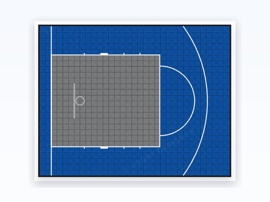 3-Point Half Court — top-down court plan in the default colourway